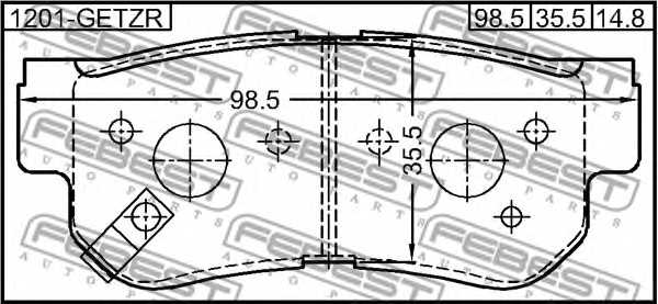 Колодки тормозные дисковые задний для HYUNDAI ELANTRA, GETZ, GRANDEUR, SONATA, TRAJET, TUCSON, XG / KIA MAGENTIS, OPIRUS, SPORTAGE <b>FEBEST 1201-GETZR</b> - изображение 1
