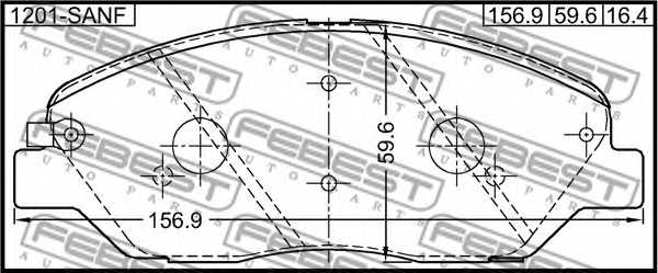 Колодки тормозные дисковые передний <b>FEBEST 1201-SANF</b> - изображение 1