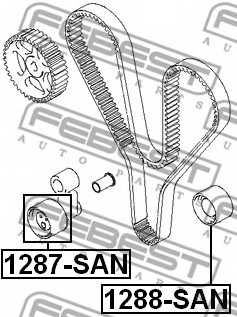 Паразитный / ведущий ролик зубчатого ремня FEBEST 1288-SAN - изображение 1