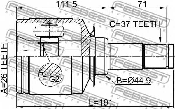 Шарнир приводного вала FEBEST 1611-164FLH - изображение 1