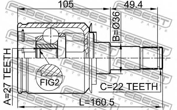 Шарнир приводного вала FEBEST 1611-169 - изображение 1
