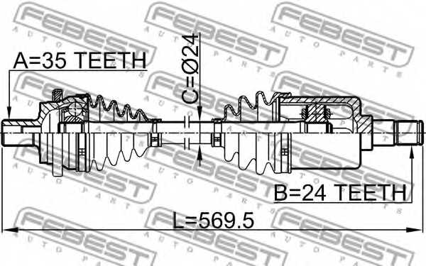 Приводной вал FEBEST 1614-203RH - изображение 1