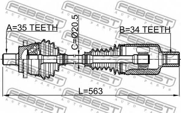 Приводной вал FEBEST 1614-211LH - изображение 1