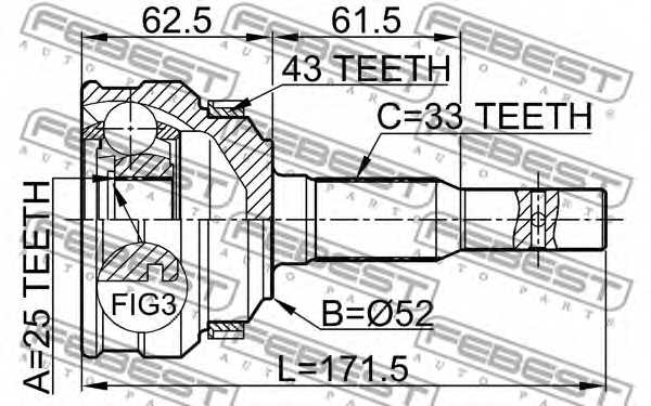 Шарнир приводного вала FEBEST 1810-015A43 - изображение 1