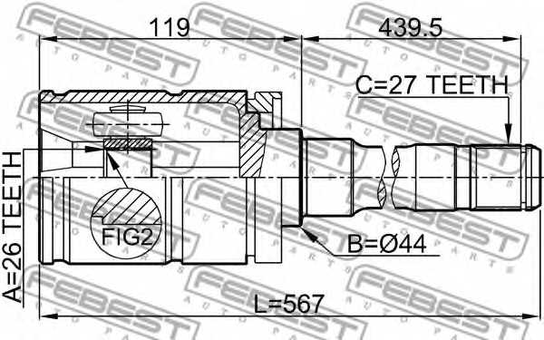Шарнир приводного вала FEBEST 1911-E53RH - изображение 1