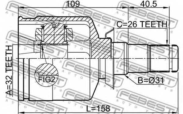 Шарнир приводного вала FEBEST 1911-R58LH - изображение 1