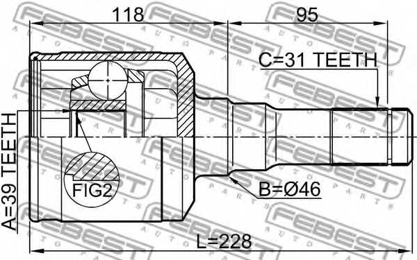 Шарнир приводного вала FEBEST 2111-F150LH - изображение 1
