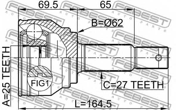 Шарнир приводного вала FEBEST 2210-NSP27A48 - изображение 1