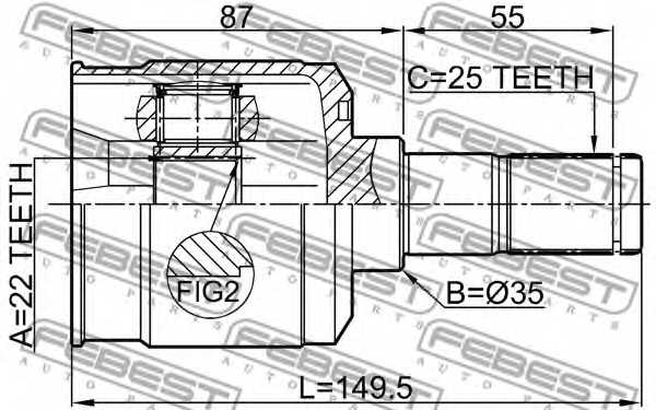 Шарнир приводного вала FEBEST 2211-SORR - изображение 1