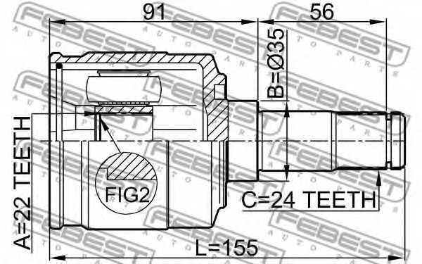 Шарнир приводного вала FEBEST 2211-SPAATLH - изображение 1