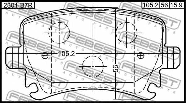 Колодки тормозные дисковые задний <b>FEBEST 2301-B7R</b> - изображение 1