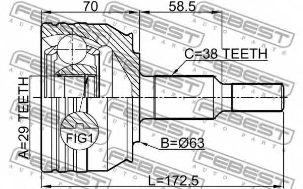 Шарнир приводного вала FEBEST 2310-T5WD - изображение 1