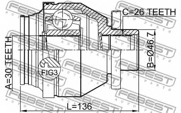 Шарнир приводного вала FEBEST 2311-T5MTLH - изображение 1