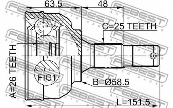 Шарнир приводного вала FEBEST 2510-C5 - изображение 1