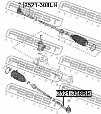 Наконечник поперечной рулевой тяги FEBEST 2521-308RH - изображение 1