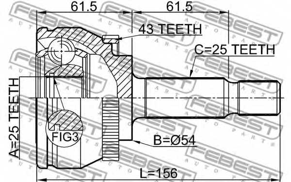 Шарнир приводного вала FEBEST 2710-V40A43 - изображение 1