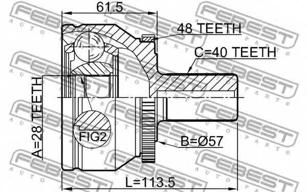 Шарнир приводного вала FEBEST 2710-XC90A48 - изображение 1