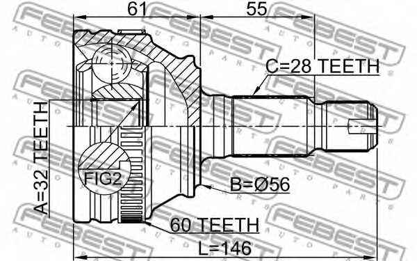Шарнир приводного вала FEBEST 2910-FL - изображение 1