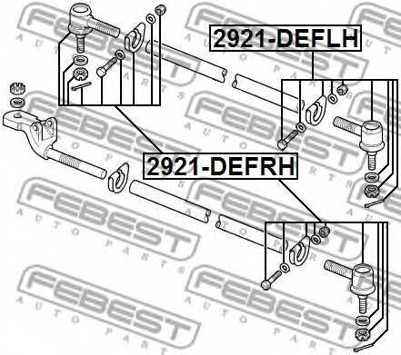 Наконечник поперечной рулевой тяги FEBEST 2921-DEFLH - изображение 1
