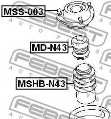 Амортизатор передний для DODGE STRATUS / MITSUBISHI DEBONAIR, DIAMANTE, ECLIPSE, GALANT, SAPPORO, SPACE RUNNER, SPACE, STARION <b>FEBEST MD-N43</b> - изображение 1