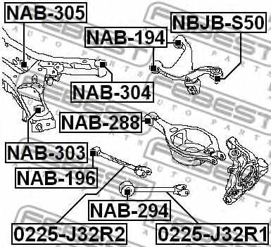 Втулка балки моста FEBEST NAB-305 - изображение 1