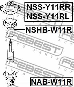 Втулка, амортизатор FEBEST NAB-W11R - изображение 1