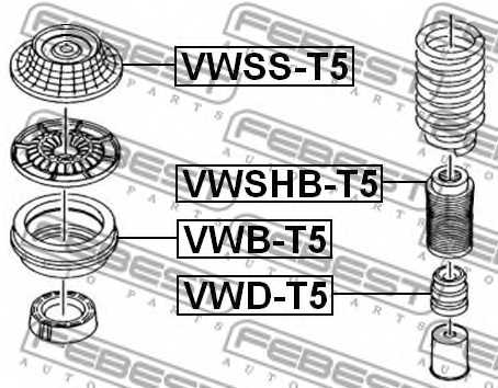Амортизатор передний для VW MULTIVAN, TRANSPORTER <b>FEBEST VWD-T5</b> - изображение 1