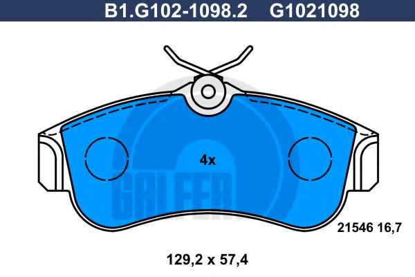 Колодки тормозные дисковые для NISSAN ALMERA(N16), PRIMERA(P10,P11) <b>GALFER B1.G102-1098.2 / G1021098</b> - изображение