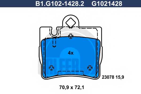 Колодки тормозные дисковые для MERCEDES S(C215,W220) <b>GALFER B1.G102-1428.2 / G1021428</b> - изображение Колодки тормозные дисковые для MERCEDES S(C215,W220) <b>GALFER B1.G102-1428.2 / G1021428</b> - изображение