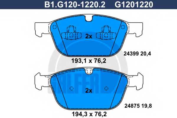 Колодки тормозные дисковые для VOLVO XC60, XC90 <b>GALFER B1.G120-1220.2 / G1201220</b> - изображение