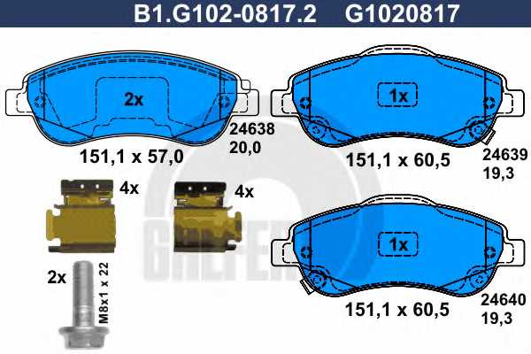 Колодки тормозные дисковые для HONDA CR(RD#,RE) <b>GALFER B1.G102-0817.2 / G1020817</b> - изображение