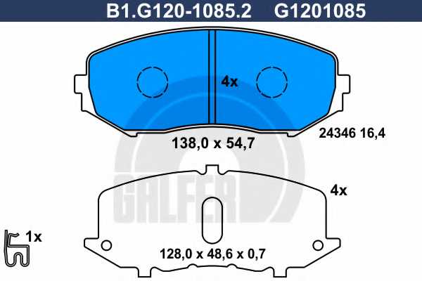 Колодки тормозные дисковые для SUZUKI GRAND VITARA(JT) <b>GALFER B1.G120-1085.2 / G1201085</b> - изображение
