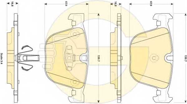 Колодки тормозные дисковые для BMW 5(F07), 7(F01,F02,F03,F04) <b>GIRLING 6118572 / 23731</b> - изображение