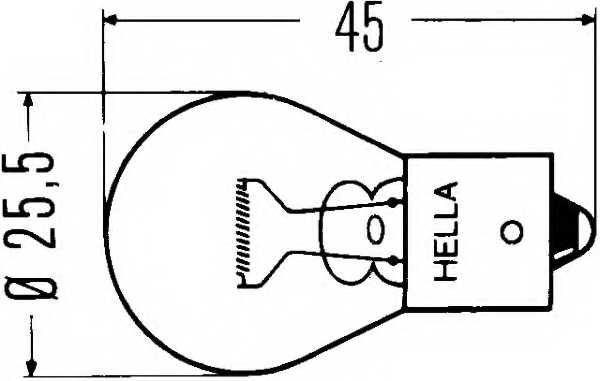 Лампа накаливания PY21W 12В 21Вт HELLA 8GA 006 841-121 - изображение 1