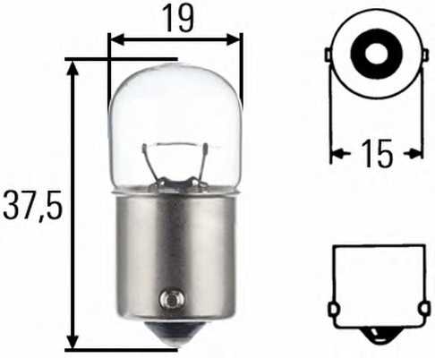 Лампа накаливания R10W 12В 10Вт HELLA 8GA 002 071-131 - изображение