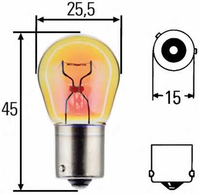 Лампа накаливания PY21W 12В 21Вт HELLA 8GA 006 841-801 - изображение