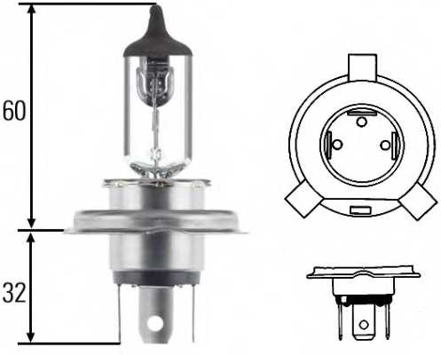 Лампа накаливания H4 12В 60/55Вт HELLA 8GJ 002 525-891 - изображение