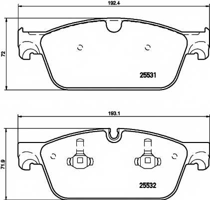 Колодки тормозные дисковые для MERCEDES GL(X166), GLE(C292,W166), GLS(X166), M(W166) <b>HELLA PAGID 8DB 355 020-141 / T2177</b> - изображение