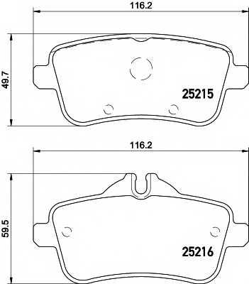 Колодки тормозные дисковые для MERCEDES GL(X166), GLE(C292,W166), GLS(X166), M(W166) <b>HELLA PAGID 8DB 355 020-161 / T2214</b> - изображение