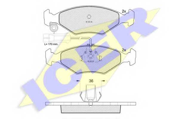 Колодки тормозные дисковые для FIAT PALIO(178BX,178DX), SIENA(178#) <b>ICER 181603 / 23776</b> - изображение