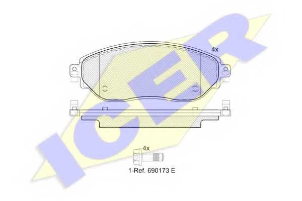 Колодки тормозные дисковые для OPEL VIVARO / RENAULT TRAFIC <b>ICER 142219 / 22087</b> - изображение