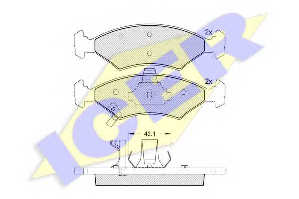 Колодки тормозные дисковые для KIA RETONA(CE), SEPHIA(FA,FB), SHUMA(FB), SPORTAGE(K00) <b>ICER 181231 / 23384</b> - изображение 1