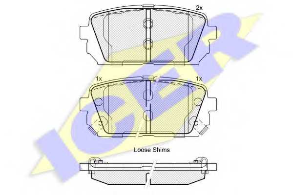 Колодки тормозные дисковые для KIA CARENS(UN) <b>ICER 181827 / 24491</b> - изображение