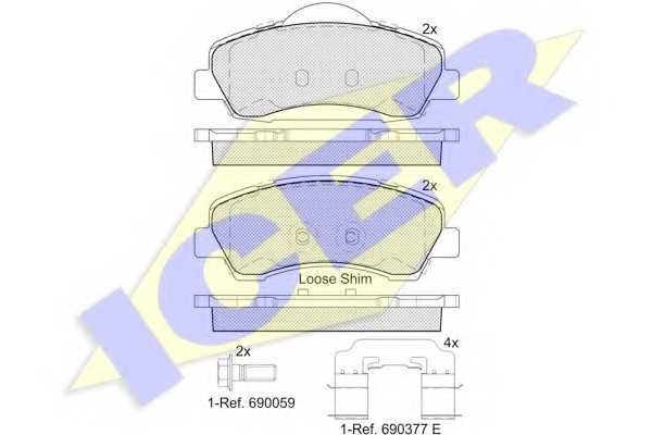 Колодки тормозные дисковые для PEUGEOT 308 <b>ICER 182131-067 / 25250</b> - изображение