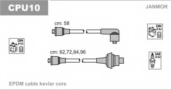 Комплект проводов зажигания JANMOR CPU10 - изображение Комплект проводов зажигания JANMOR CPU10 - изображение
