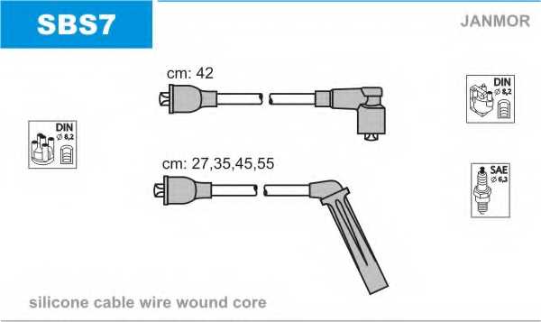 Комплект проводов зажигания JANMOR SBS7 - изображение