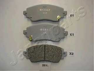 Колодки тормозные дисковые передний для TOYOTA COROLLA(##E11#,#E11#) <b>JAPANPARTS PA-201AF</b> - изображение