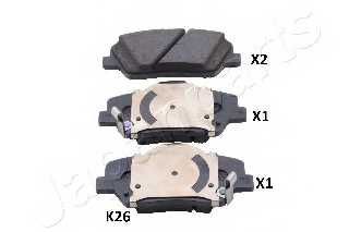 Колодки тормозные дисковые передний для HYUNDAI ELANTRA(MD,UD), i30 CW(FD,GD), i30(FD,GD) / KIA CARENS, CEED(JD), SORENTO(XM) <b>JAPANPARTS PA-K26AF</b> - изображение