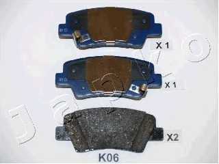 Колодки тормозные дисковые задний для HYUNDAI ACCENT, ELANTRA, i10, i20, i30 CW, i30, i40 CW, i40, TUCSON / KIA CARENS, CEED, CEE`D, OPTIMA, PRO CEE?D, RIO, SOUL / SSANGYONG KORANDO, TIVOLI <b>JAPKO 51K06</b> - изображение