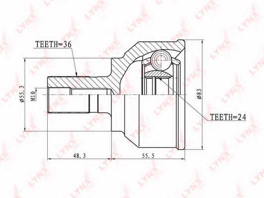 Шарнирный комплект приводного вала LYNXauto CO-5113 - изображение Шарнирный комплект приводного вала LYNXauto CO-5113 - изображение